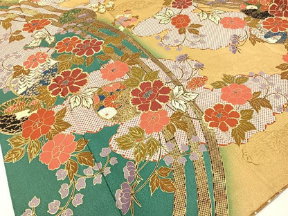 平和屋着物●豪華振袖 駒刺繍 雲取り花丸文 暈し染め 金彩 正絹 逸品 CABC2749vp