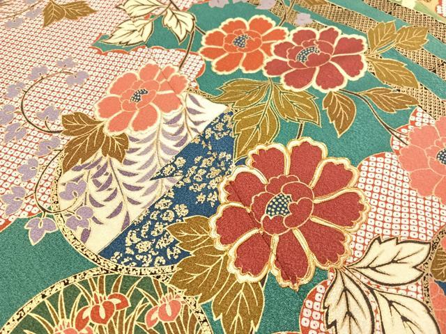平和屋着物●豪華振袖 駒刺繍 雲取り花丸文 暈し染め 金彩 正絹 逸品 CABC2749vp