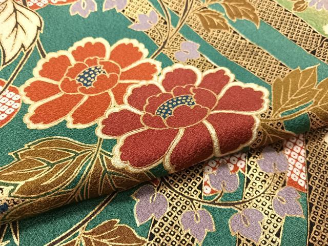 平和屋着物●豪華振袖 駒刺繍 雲取り花丸文 暈し染め 金彩 正絹 逸品 CABC2749vp