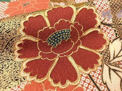 平和屋着物●豪華振袖 駒刺繍 雲取り花丸文 暈し染め 金彩 正絹 逸品 CABC2749vp