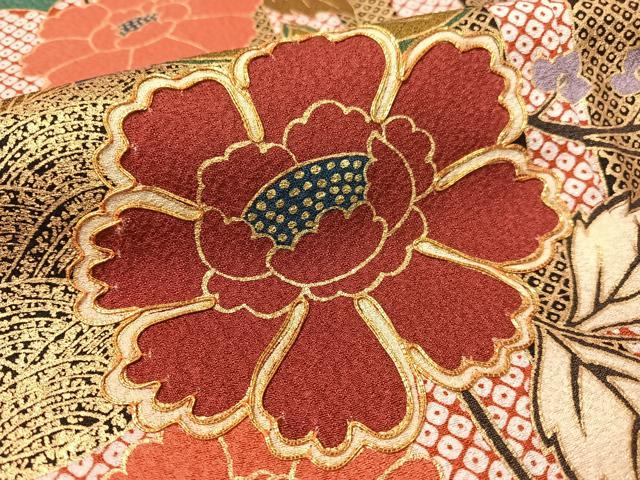 平和屋着物●豪華振袖 駒刺繍 雲取り花丸文 暈し染め 金彩 正絹 逸品 CABC2749vp
