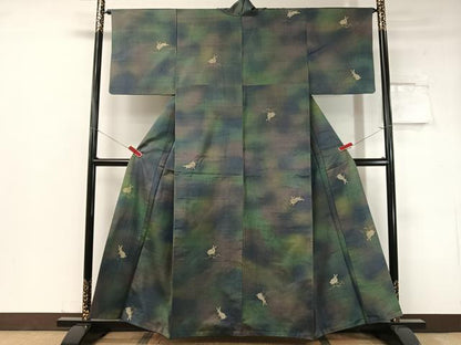 平和屋着物●京の名門・菱屋六右ェ門 紬 跳び兎 正絹 逸品 CABC2750vp