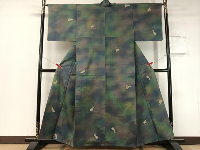 平和屋着物●京の名門・菱屋六右ェ門 紬 跳び兎 正絹 逸品 CABC2750vp