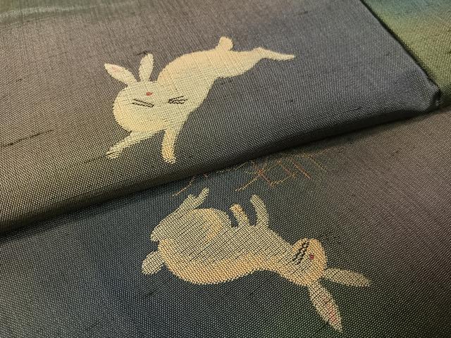 平和屋着物●京の名門・菱屋六右ェ門 紬 跳び兎 正絹 逸品 CABC2750vp