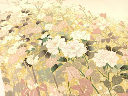 平和屋着物●訪問着 流水草花文 暈し染め 金彩 正絹 逸品 CABC2751vp