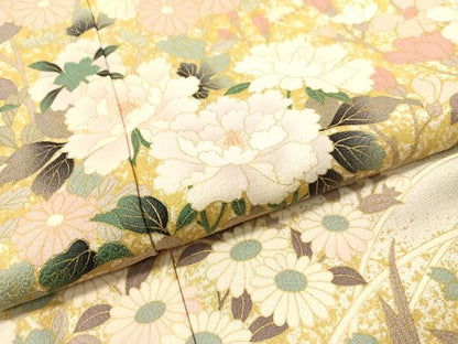 平和屋着物●訪問着 流水草花文 暈し染め 金彩 正絹 逸品 CABC2751vp