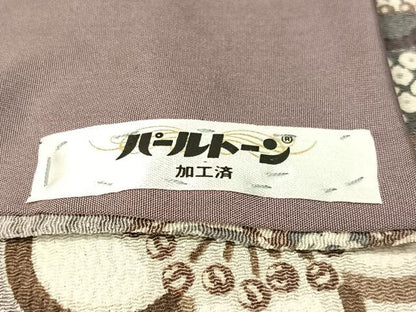 平和屋着物●上質な小紋 型染め 変わり市松花文 鬼しぼ縮緬 正絹 逸品 CABC2752vp