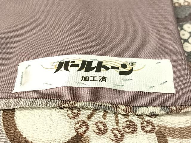平和屋着物●上質な小紋 型染め 変わり市松花文 鬼しぼ縮緬 正絹 逸品 CABC2752vp