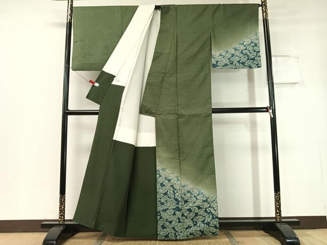 平和屋着物●本場染大島紬 訪問着 舞葉文 正絹 逸品 CABC2756vp