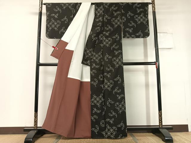 平和屋着物●本場大島紬 地空き 変わり七宝文 正絹 逸品 未使用 CABC2760vp