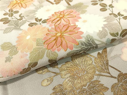 平和屋着物●訪問着 作家物 駒刺繍 草花文 暈し染め 金彩 正絹 逸品 CABC2761vp