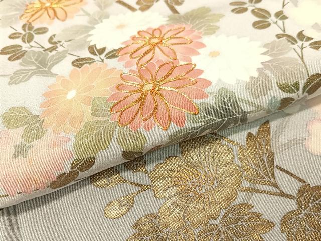 平和屋着物●訪問着 作家物 駒刺繍 草花文 暈し染め 金彩 正絹 逸品 CABC2761vp