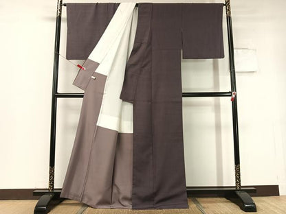 平和屋着物●上質な紬 滅紫色 正絹 逸品 CABC2762vp