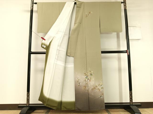 平和屋着物●和紙染染色作家・植村彩弘 訪問着 手描き 草花文 暈し染め 金銀彩 やまと誂製 正絹 逸品 未使用 CABC2765vp