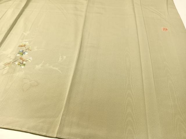 平和屋着物●和紙染染色作家・植村彩弘 訪問着 手描き 草花文 暈し染め 金銀彩 やまと誂製 正絹 逸品 未使用 CABC2765vp