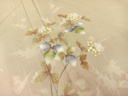 平和屋着物●和紙染染色作家・植村彩弘 訪問着 手描き 草花文 暈し染め 金銀彩 やまと誂製 正絹 逸品 未使用 CABC2765vp