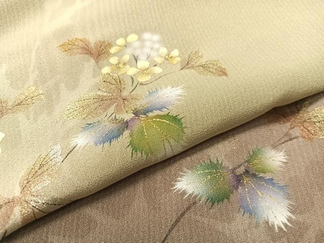 平和屋着物●和紙染染色作家・植村彩弘 訪問着 手描き 草花文 暈し染め 金銀彩 やまと誂製 正絹 逸品 未使用 CABC2765vp