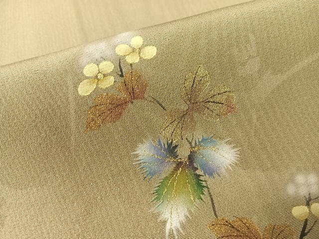平和屋着物●和紙染染色作家・植村彩弘 訪問着 手描き 草花文 暈し染め 金銀彩 やまと誂製 正絹 逸品 未使用 CABC2765vp