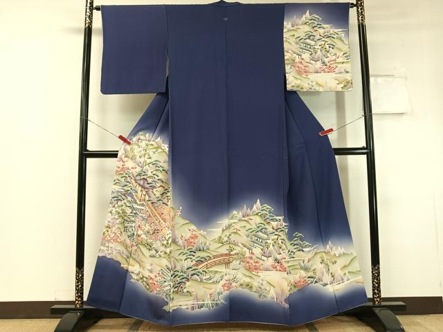 平和屋着物●訪問着 友禅 遠山風景花文 暈し染め 金彩 正絹 逸品 CABC2766vp