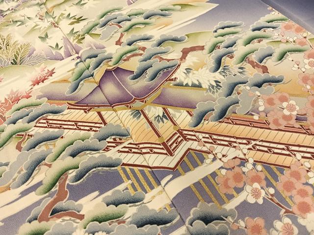 平和屋着物●訪問着 友禅 遠山風景花文 暈し染め 金彩 正絹 逸品 CABC2766vp
