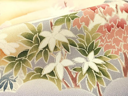 平和屋着物●訪問着 友禅 遠山風景花文 暈し染め 金彩 正絹 逸品 CABC2766vp