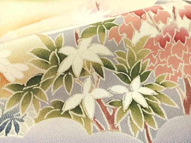 平和屋着物●訪問着 友禅 遠山風景花文 暈し染め 金彩 正絹 逸品 CABC2766vp