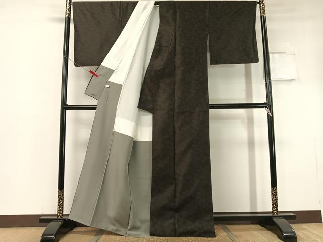 平和屋着物●上質なお召 更紗唐草文 正絹 逸品 CABC2767vp