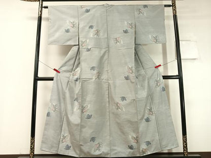 平和屋着物●本場大島紬 白大島 総絣 7マルキ 舞蝶文 正絹 逸品 未使用 CABC2768vp