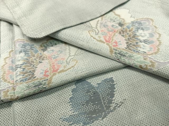 平和屋着物●本場大島紬 白大島 総絣 7マルキ 舞蝶文 正絹 逸品 未使用 CABC2768vp