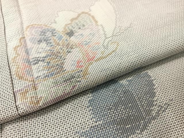 平和屋着物●本場大島紬 白大島 総絣 7マルキ 舞蝶文 正絹 逸品 未使用 CABC2768vp