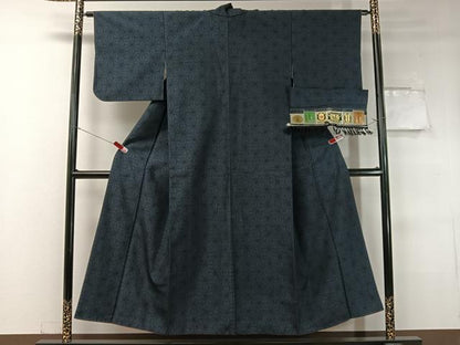 平和屋着物●本場真綿縢結城紬 麻の葉文様 証紙付き 正絹 逸品 CABC2772vp