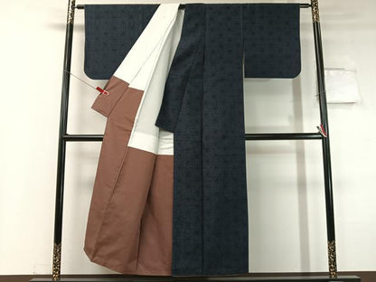 平和屋着物●本場真綿縢結城紬 麻の葉文様 証紙付き 正絹 逸品 CABC2772vp