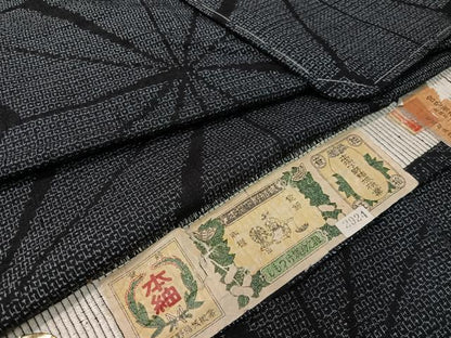平和屋着物●本場下野結城紬 80亀甲 朝の葉文様 証紙付き 正絹 逸品 未使用 CABC2773vp