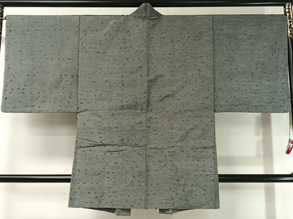 平和屋着物●男性 紬・ひげ紬羽織セット 鈍色 正絹 逸品 CABC2774vp