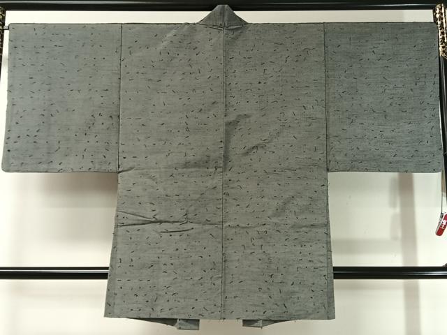 平和屋着物●男性 紬・ひげ紬羽織セット 鈍色 正絹 逸品 CABC2774vp