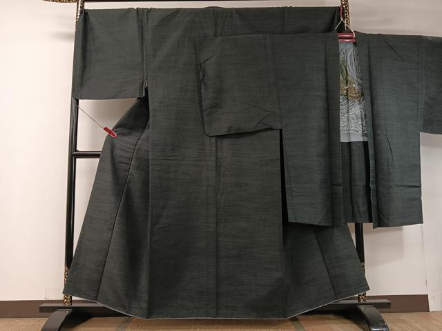 平和屋着物●男性 紬 アンサンブル 蝋色 キングサイズ 正絹 逸品 CABC2775vp