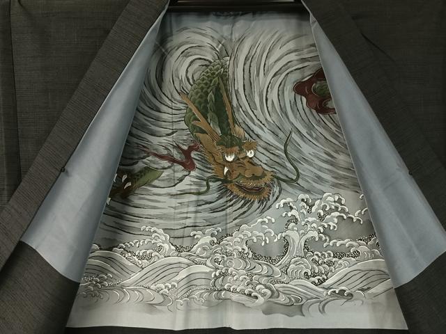 平和屋着物●男性 紬 アンサンブル 蝋色 キングサイズ 正絹 逸品 CABC2775vp