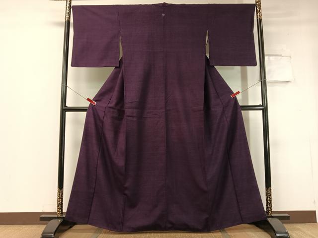 平和屋着物●結城紬 深紫色 正絹 逸品 CABC2776vp