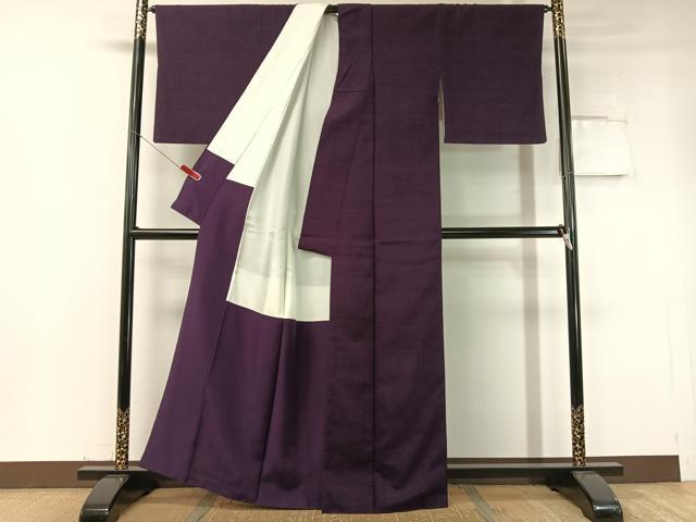 平和屋着物●結城紬 深紫色 正絹 逸品 CABC2776vp