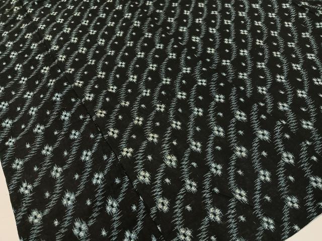 平和屋着物●久留米絣 単衣 吉祥花文 黒地 綿 逸品 CABC2777vp