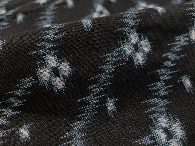 平和屋着物●久留米絣 単衣 吉祥花文 黒地 綿 逸品 CABC2777vp