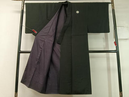 平和屋着物●男性 黒紋付 正絹 逸品 CABC2778vp