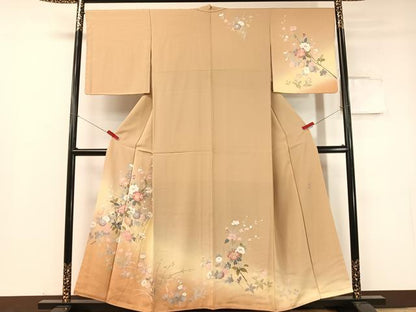 平和屋着物●訪問着 友禅 作家物 草花文 暈し染め 正絹 逸品 未使用 CABC2780vp