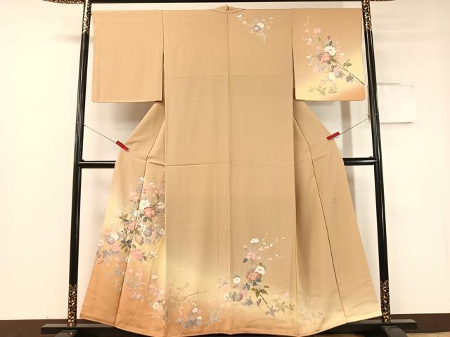 平和屋着物●訪問着 友禅 作家物 草花文 暈し染め 正絹 逸品 未使用 CABC2780vp