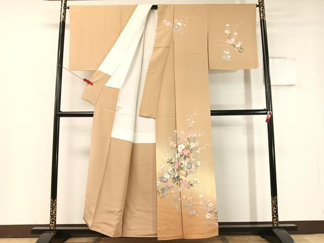 平和屋着物●訪問着 友禅 作家物 草花文 暈し染め 正絹 逸品 未使用 CABC2780vp