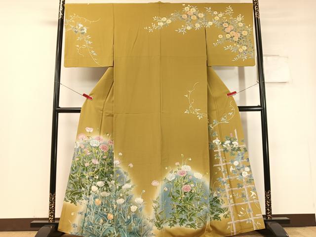 平和屋着物●訪問着 友禅 作家物 草花文 暈し染め 正絹 逸品 CABC2781vp