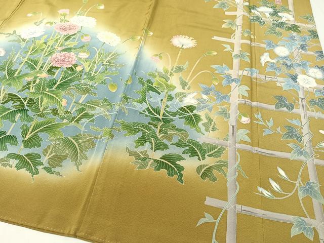 平和屋着物●訪問着 友禅 作家物 草花文 暈し染め 正絹 逸品 CABC2781vp