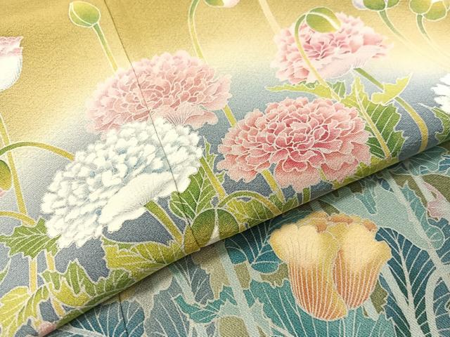 平和屋着物●訪問着 友禅 作家物 草花文 暈し染め 正絹 逸品 CABC2781vp