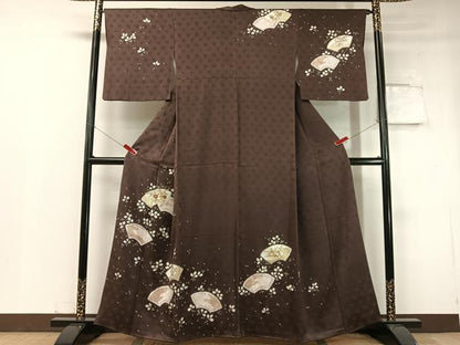 平和屋着物●訪問着 駒刺繍 絞り 地紙花文 金彩 正絹 逸品 CABC2782vp