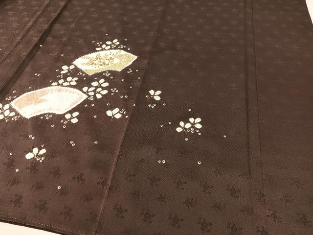平和屋着物●訪問着 駒刺繍 絞り 地紙花文 金彩 正絹 逸品 CABC2782vp